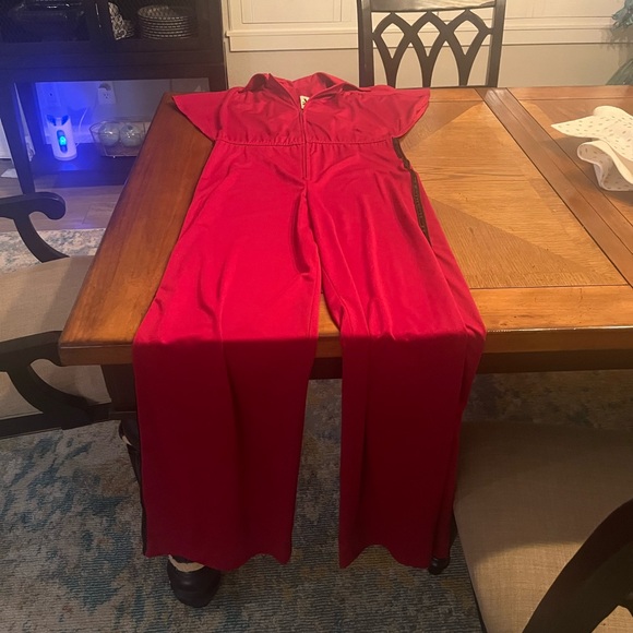 Jody California Pants - Jody of California Red Zip Front Wide Leg Jumpsuit Vintage Style